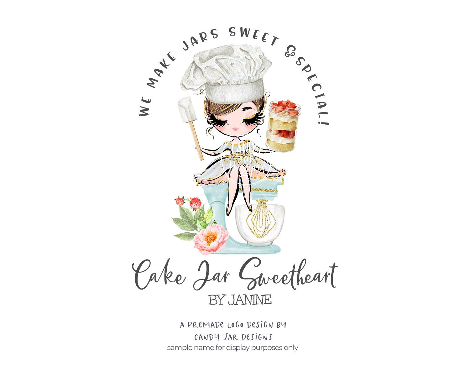 Cake Jar Baker Logo Jar Bakery Logo Sweet Treats Logo Cake Etsy