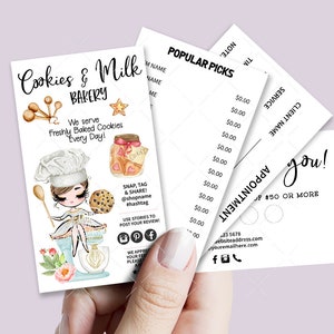 Bakery Business Card Set, Mini Menu Card, Appointment Card, Loyalty Card, Editable, Printable, Brown, CJ009-15v1-fw-BIZV-FEA