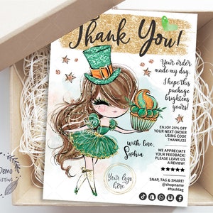 St Patricks Baking Insert, Bakery Girl Thank You Tag, Bakery Packaging, Printable Card, Editable Business Tag, Brown, CJ080-02v1-fw-ISRV