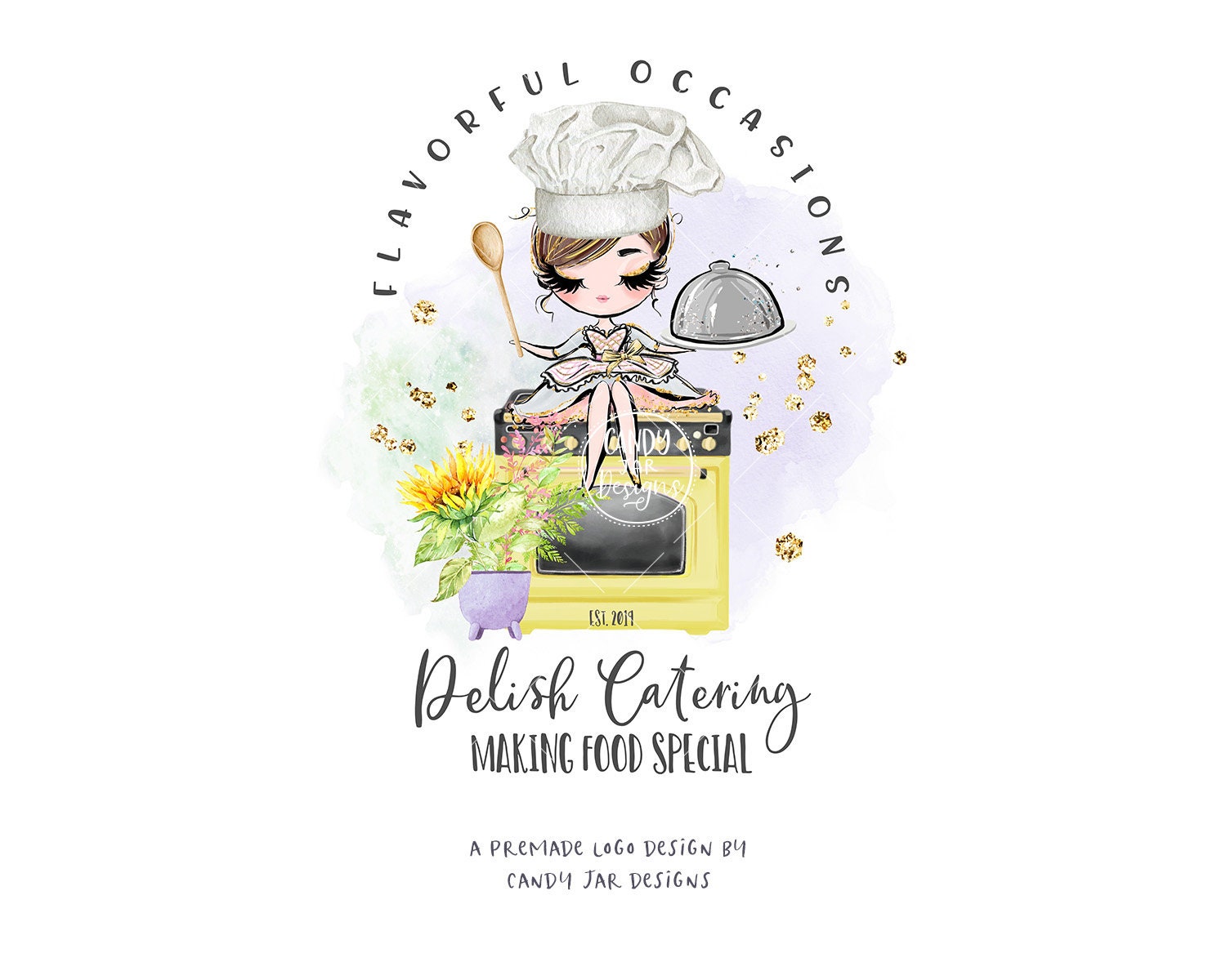 Catering Logo, Kitchen Oven Logo, Food Delivery Logo, Chef Logo, Restaurant Logo, Home Cooking, Brown, CJ009-09v1-fw-LGO-FEA