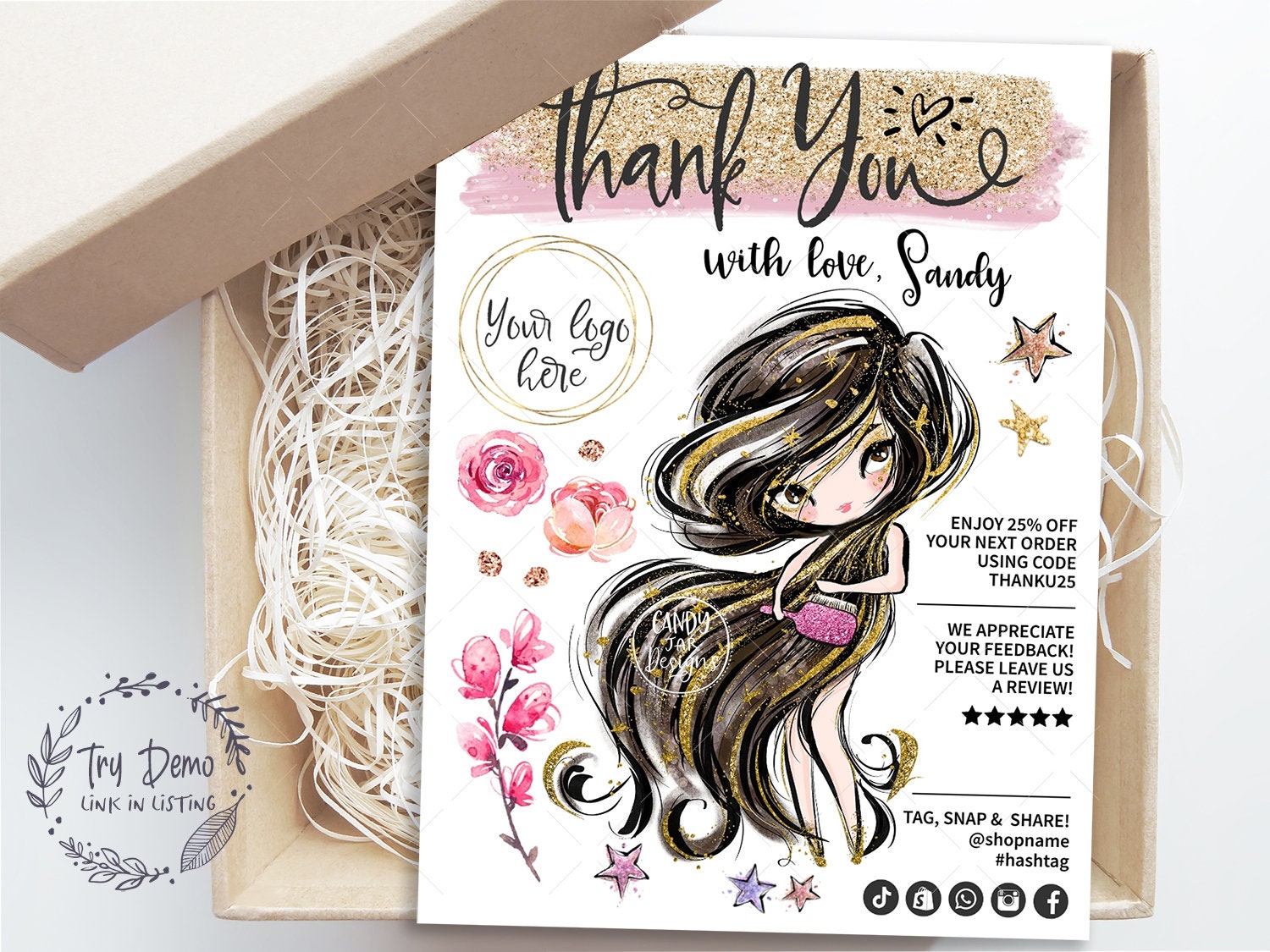 Hair Salon Thank You Insert Hair Extension Card Customer Etsy