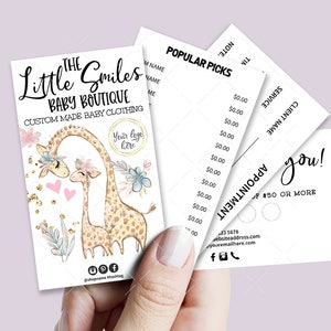 Kids Boutique Business Card Set, Mini Menu Card, Appointment Card, Loyalty Card, Editable, Printable, CJ040-01v1-BIZV