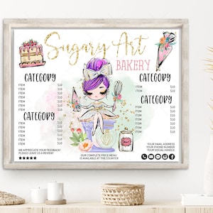 Bakery Price List Bundle, Cake Baker Menu, Sweets Baking Flyer, Cupcake Shop Menu, Editable, Printable, Purple, CJ009-07v2-fu-PRCH-FEA