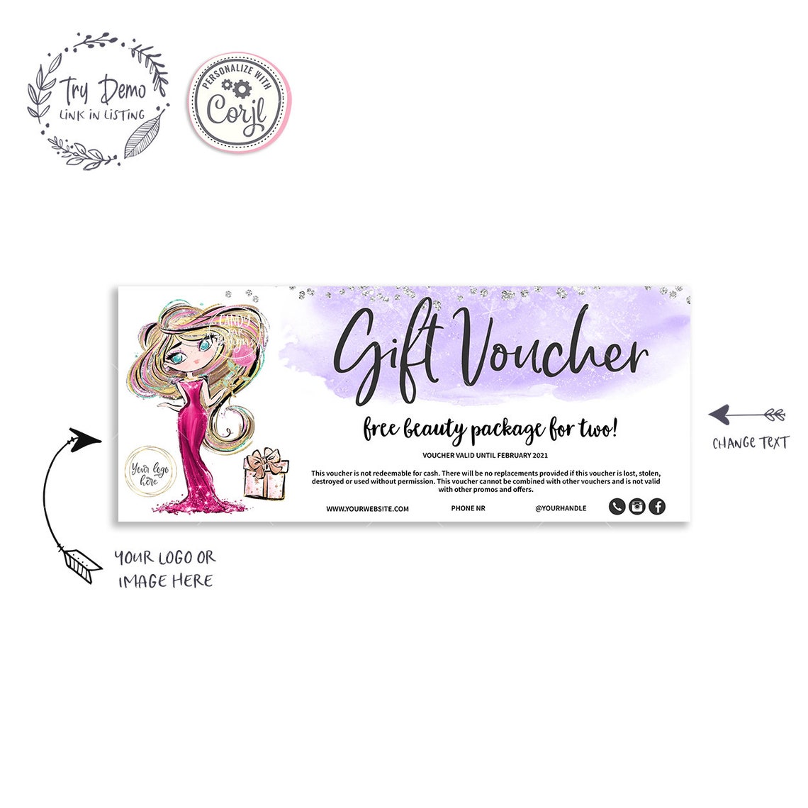 Business Voucher Hair Salon Coupon Fashion Boutique Coupon Etsy