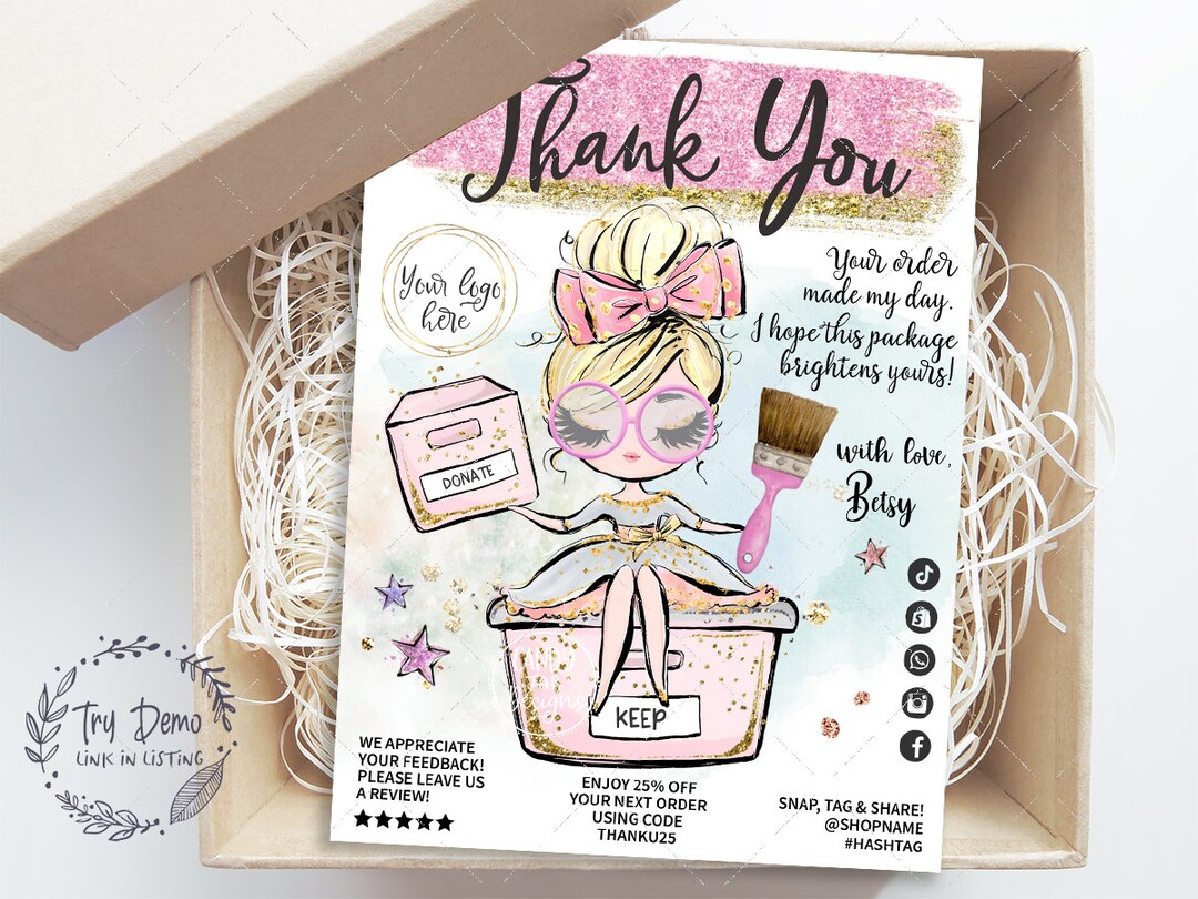 Professional Organizer Thank You Insert, Interior Designer Card, House ...