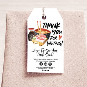 Asian Food Thank You Hang Tag, Restaurant Business Hang Tag, Editable, Printable, CJ007-01v1-TGA