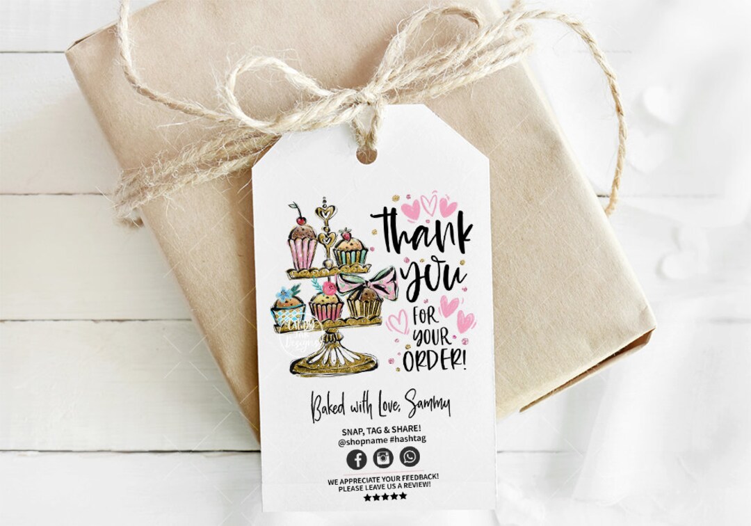 Cupcake Baking Tag, Bakery Thank You Tag, Cookie Tag, Pastry Packaging ...