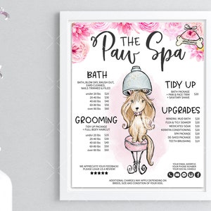 Dog Salon Price List Bundle, Pet Groomer Sign, Dog Spa Menu, Price Menu, Business Menu List, Editable, Printable, CJ015-04v1-PRCV