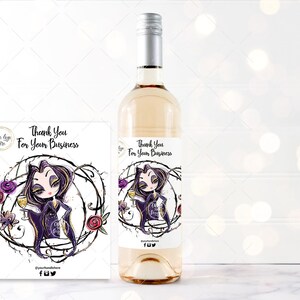 Halloween Business Wine Label, Thank You Card, Beauty Salon Card, Order Gift Card, Editable, Printable, Black, CJ236-01v1-fb-LBLW2