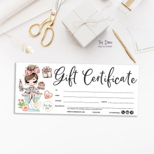 Bakery Gift Certificate, Bakery Coupon, Baking Gift Card, Pastry Shop, Sweets Insert, Printable Voucher, Brown, CJ009-11v1-fw-CRT-FEA
