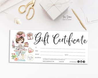 Bakery Gift Certificate, Bakery Coupon, Baking Gift Card, Pastry Shop, Sweets Insert, Printable Voucher, Brown, CJ009-11v1-fw-CRT-FEA