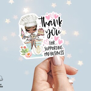 Pastry Baker Thank You Sticker, Cake Baking Stickers, Bakery Shop Stickers, Printable Business Sticker, Brown, CJ009-11v6-dw-STKZ