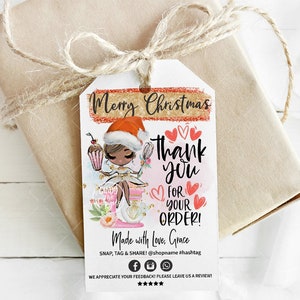 Christmas Baking Hang Tag, Bakery Thank You Tag, Holiday Packaging, Xmas Printable, Editable, Brown, CJ009-10v2-dw-TGA