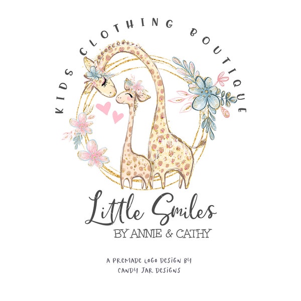 Kids Boutique Logo, Childrens Clothing Logo, Baby Animal Logo, EDITABLE, Newborn Photography, Cute Giraffe, CJ040-01v1-LGO-fea