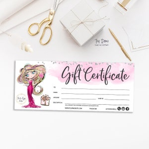 Beauty Salon Gift Certificate, Bakery Coupon, Boutique Gift Card, Hair Salon Gift, Printable, Editable, Blond, CJ057-01v1-fo-CRT