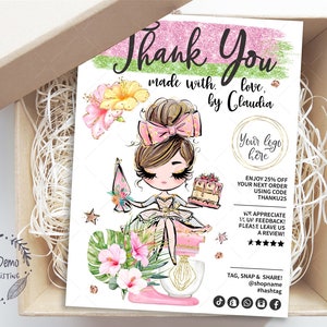 Baking Thank You Insert Card, Bakery Business Thank You Card, Packaging, Editable, Printable, Brown, CJ009-11v3-fw-ISRV-FEA