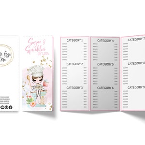 Bakery Price List, Tri-Fold Party Events Price Menu Card, Editable, Printable, Brown, CJ009-01v3-fw-PRCT-FEA