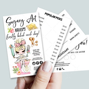 Bakery Business Card Set, Mini Menu Card, Appointment Card, Loyalty Card, Editable, Printable, Blond, CJ009-07v5-fo-BIZV-FEA