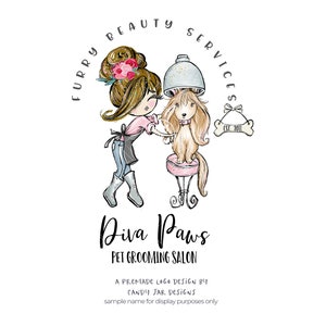 Dog Salon Logo, Pet Grooming Logo, EDITABLE Logo, Pet Shop Logo, Dog Spa Logo, Custom Pet Branding, Cute Pet Branding, CJ015-01v1-fw-LGO