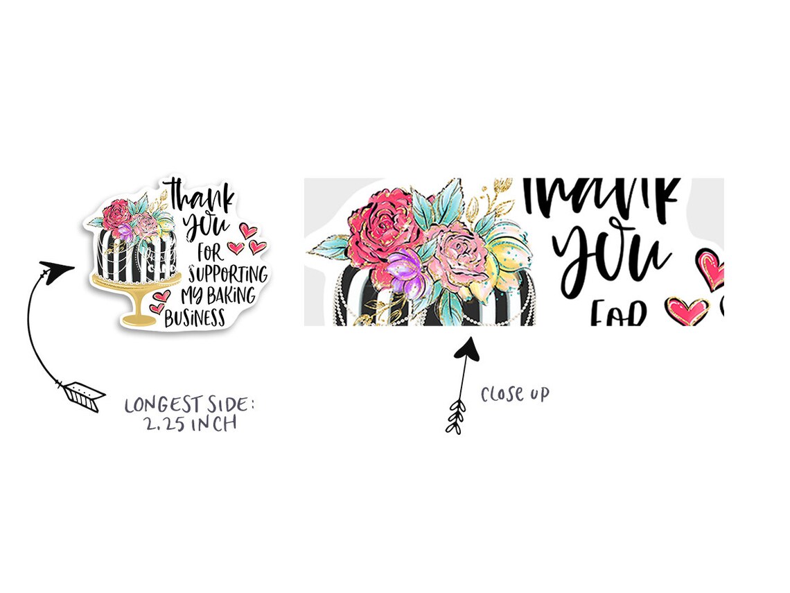 Bakery Thank You Sticker Cake Baking Sticker Pastry Shop | Etsy