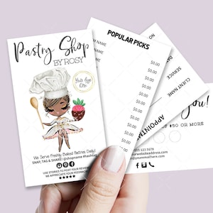 Bakery Business Card Set, Mini Menu Card, Appointment Card, Loyalty Card, Editable, Printable, Brown, CJ009-03v1-dw-BIZV-FEA