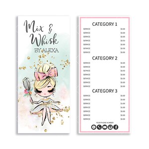 Bakery Price List, Party Events Flyer Price Menu Card, Editable, Printable, Blond, CJ009-07v3-fo-PRCF-FEA