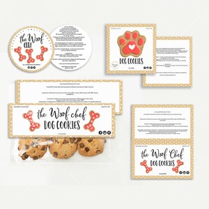 Dog Cookie Valentine Label Set, Bag Topper, Pet Cookie Templates, Bag Topper, Ingredients Product Label, Printable, CJ138-01v1-LBLS