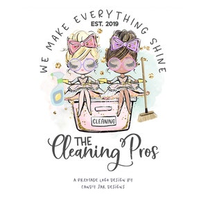 Cleaning Logo, Cleaning Service, Friends Business Logo. Cleaning Sisters, House Cleaners, Editable, Blond Brown, CJ009-29v1-fomw-LGO-FEA