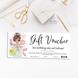 Bakery Gift Voucher, Shop Coupon, Cookie Baking Gift Card, Pastry Gift, Sweets Gift Insert, Printable, Brown, CJ010-01v1-mw-VCH-FEA