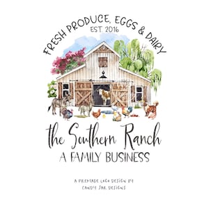 Family Farm Logo, Cow Logo, Farm Barn logo, Farm Stye Logo, Hatchery Chicken Logo, Cottage Logo, Rustic Farmer Logo, CJ085-01v1-LGO-FEA