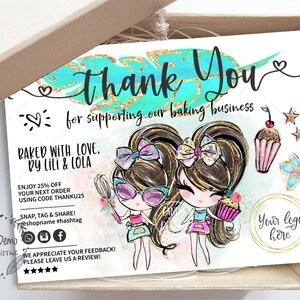 Baking Thank You Insert Card, Friends Bakery Business Thank You Card, Packaging, Editable, Printable, Brown, CJ078-03v1-fw-ISRH-fea