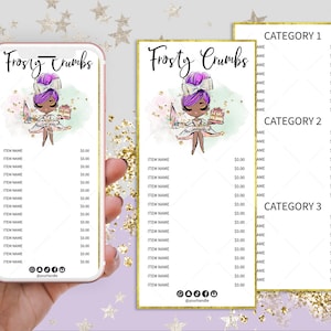 Bakery Web Price List, Party Events Services Menu Card, Editable, Printable, Purple, CJ009-11v1-du-PRCW-FEA