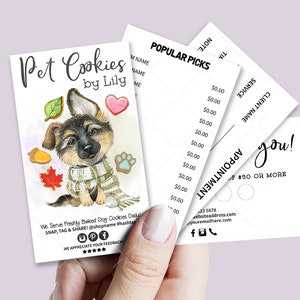 Dog Bakery Business Card Set, Mini Menu Card, Appointment Card, Loyalty Card, Editable, Printable, CJ126-01v1-BIZV