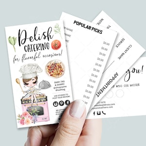 Catering Business Card Set, Mini Menu Card, Appointment Card, Loyalty Card, Editable, Printable, Brown, CJ009-09v1-fw-BIZV-FEA