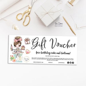 Bakery Gift Voucher, Bakery Coupon, Baking Gift Card, Pastry Shop Card, Sweets Insert, Printable, Editable, Brown, CJ009-11v1-fw-VCH-FEA