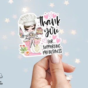 Pastry Baker Thank You Sticker, Cake Baking Stickers, Bakery Shop Stickers, Printable Business Sticker, Dark Brown, CJ009-11v6-xfw-STKZ