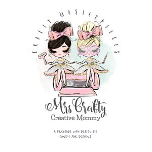 Handcrafter Logo, Craft Twin Girls Logo, Crafter Sisters, Editable Cricut Logo, Friends, Black, Blond, CJ009-23v9-fbfo-LGO-FEA