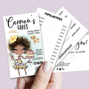 Bakery Business Card Set, Mini Menu Card, Appointment Card, Loyalty Card, Editable, Printable, Brown, CJ233-01v1-dw-BIZV
