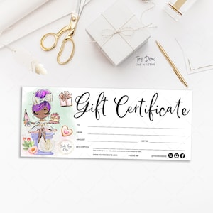 Bakery Gift Certificate, Bakery Coupon, Pastry Baking Gift Card, Printable Insert, Editable Shop Voucher, Purple, CJ009-11v1-du-CRT-FEA