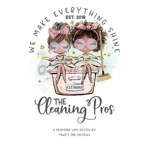 Cleaning Logo, Cleaning Service, Friends Logo. Cleaning Sisters, Fairy Cleaners, Editable, Brown, CJ009-29v3-fwmw-LGO-FEA