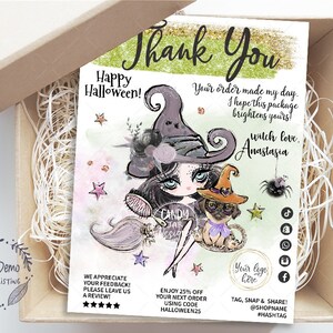 Halloween Dog Salon Thank You Card, Grooming Insert, Pet Shop Tag, Dog Sitter. Daycare, Editable, Editable, Black, CJ228-05v1-fb-ISRV