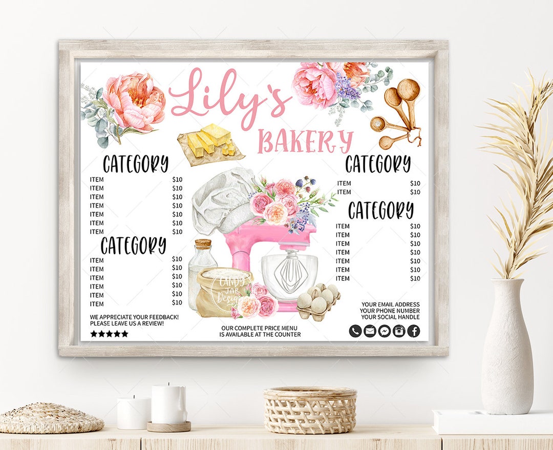 Bakery Price List Bundle, Cake Baker Pricing, Sweets Baking Flyer, Cake