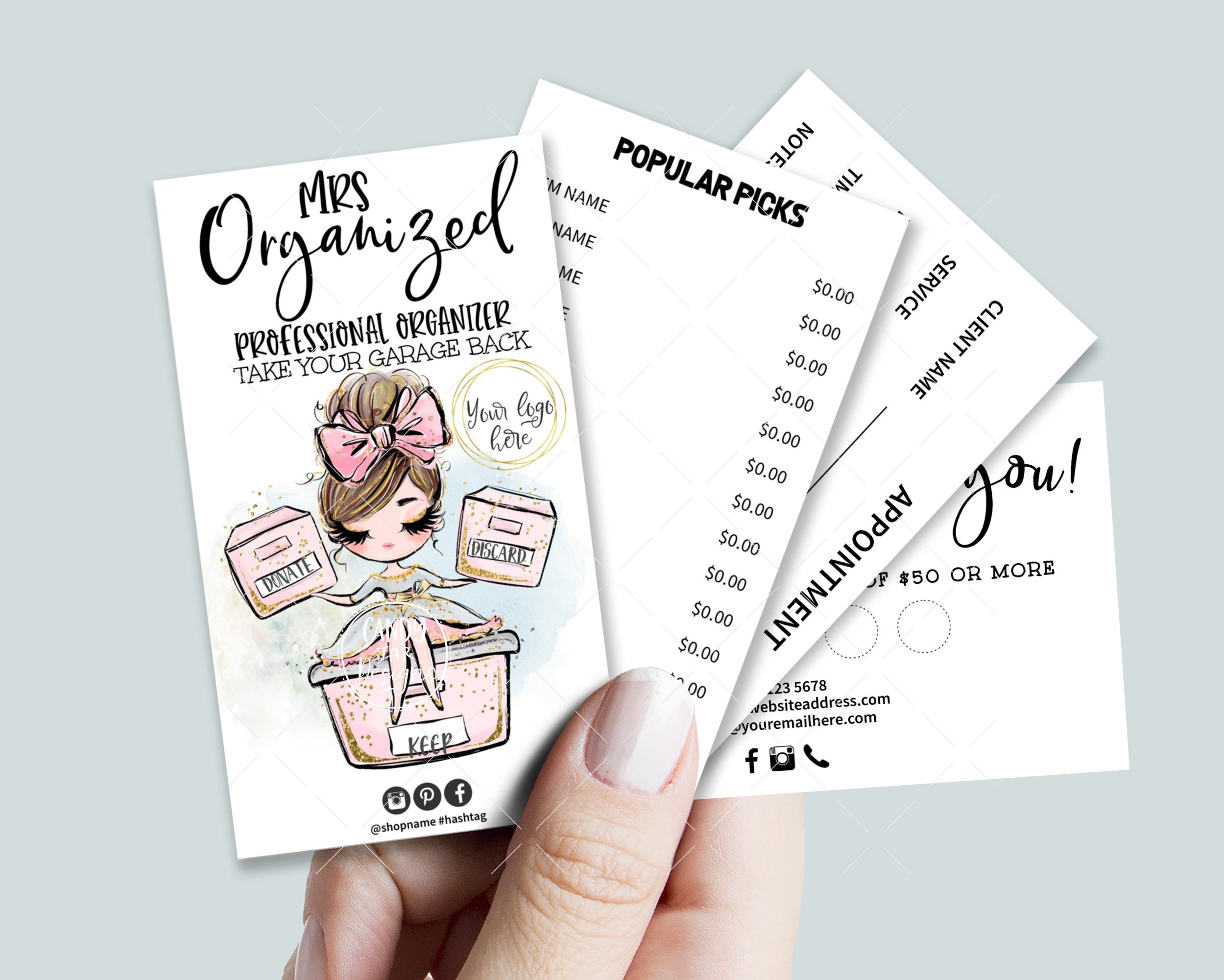 DIY Professional Organizer Business Card Organizer Girl Card Etsy