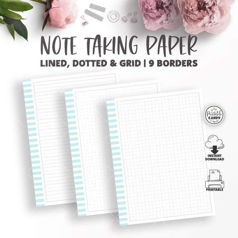 note taking paper lined dotted grid mini hp ppc03 etsy