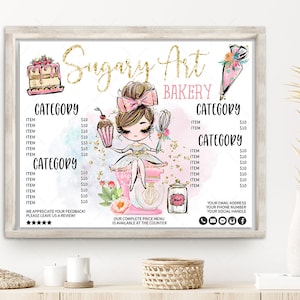 Bakery Price List Bundle, Cake Baker Pricing, Sweets Baking Flyer, Cupcake Menu, Editable, Printable, Brown, CJ009-07v3-fw-PRCH-FEA
