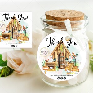 Chicken Farm Hang Tag, Family Farm Thank You Sticker, Printable Business Insert, Editable Farm Sticker, Farm Stye Tag, CJ026-01v1-TGX