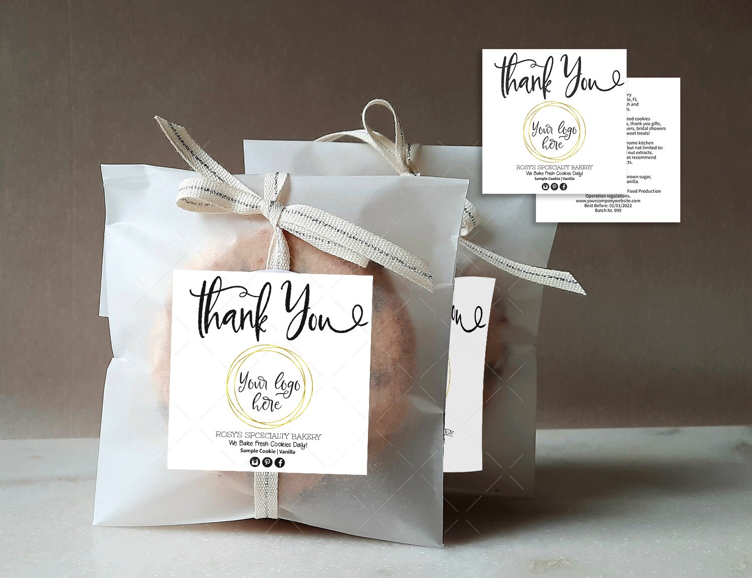 Thank You Cookie Gift Label 2.5 Sample Cookie Gift - Etsy Israel
