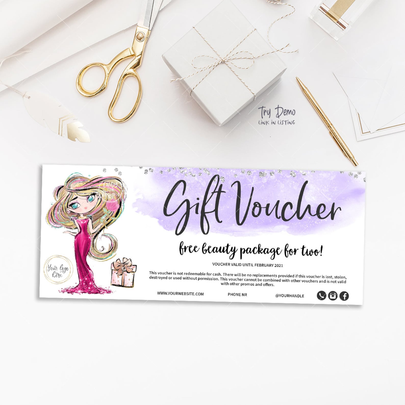 Business Voucher Hair Salon Coupon Fashion Boutique Coupon Etsy