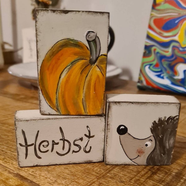 Herbst  mit Igel und Kürbis