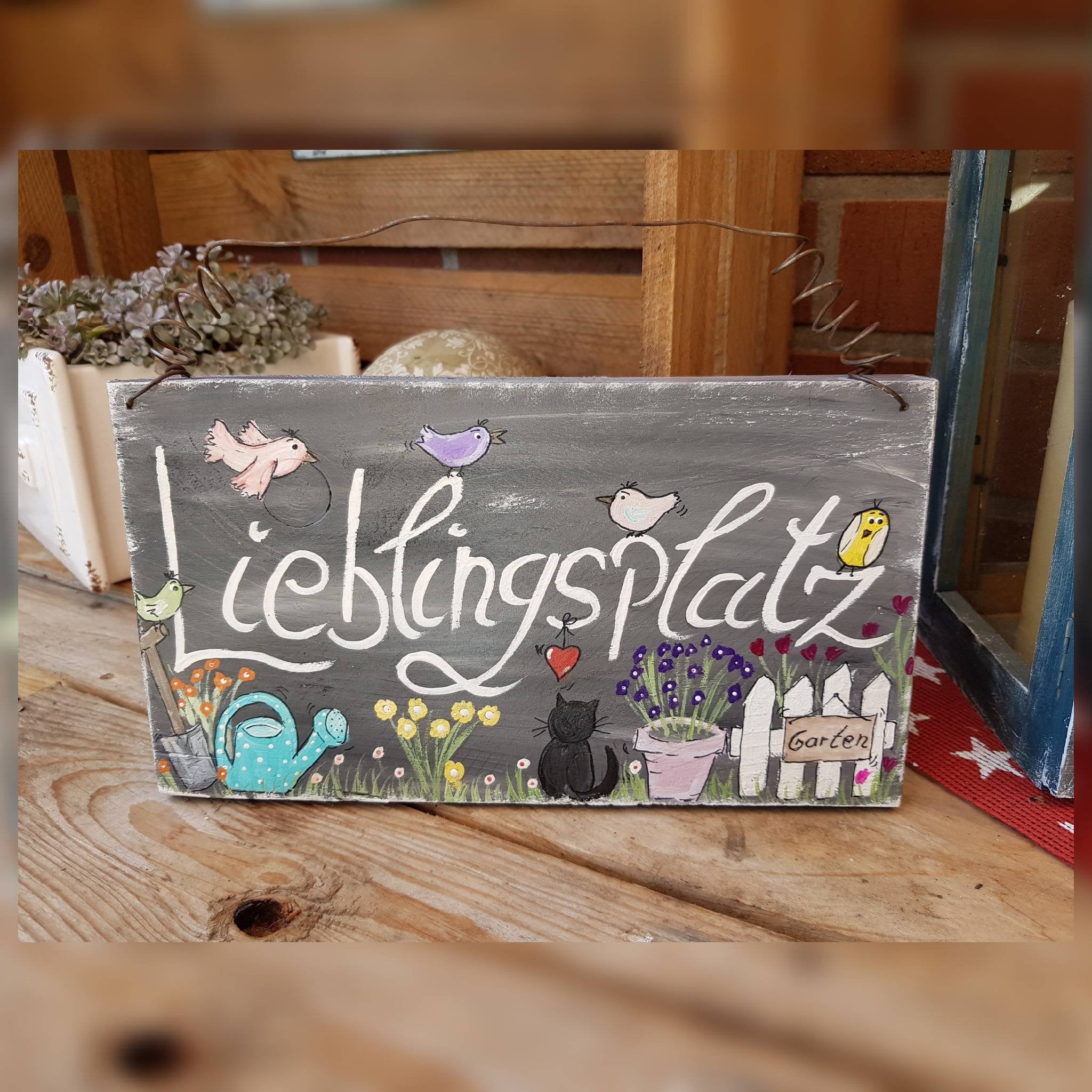Lieblingsplatz..schönes Holzschild /Gartenschild Etsy